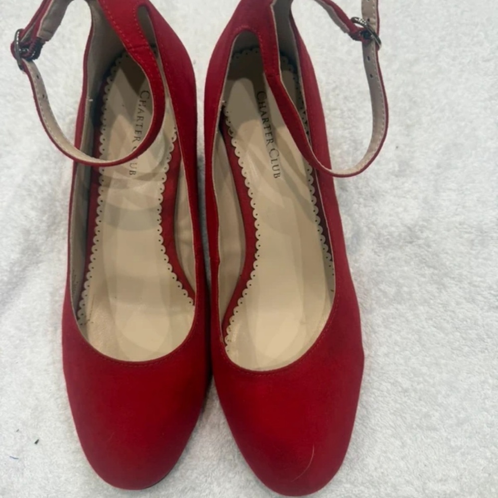 Charter Club Women's Red Heels with Ankle Strap